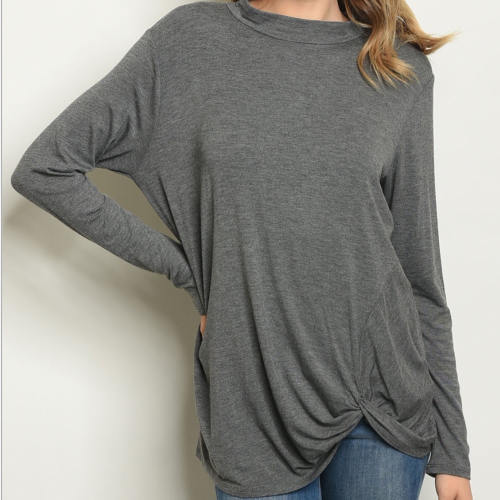 Long sleeve scoopneck jersey tunic top